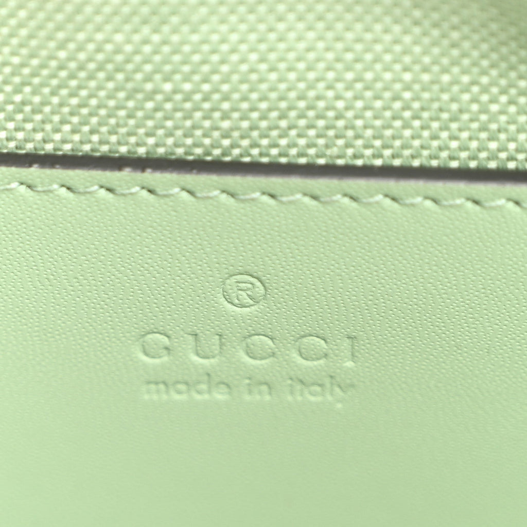 Denim GG Monogram Calfskin Mini Ophidia Top Handle Bag Pale Green