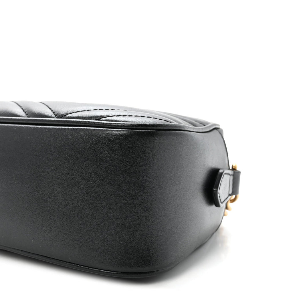 Calfskin Matelasse Small GG Marmont Chain Shoulder Bag Black