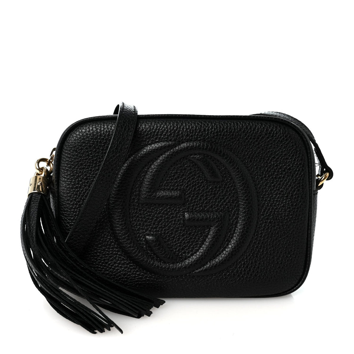 Pebbled Calfskin Small Soho Disco Bag Black