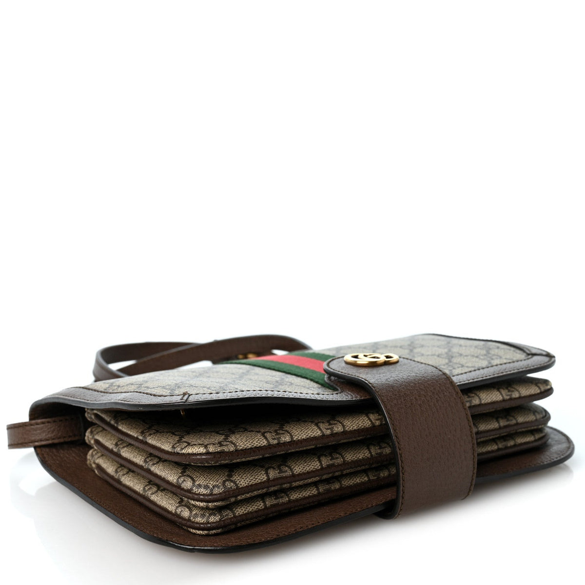 GG Supreme Monogram Web Ophidia Flap Messenger Bag  Beige New Acero