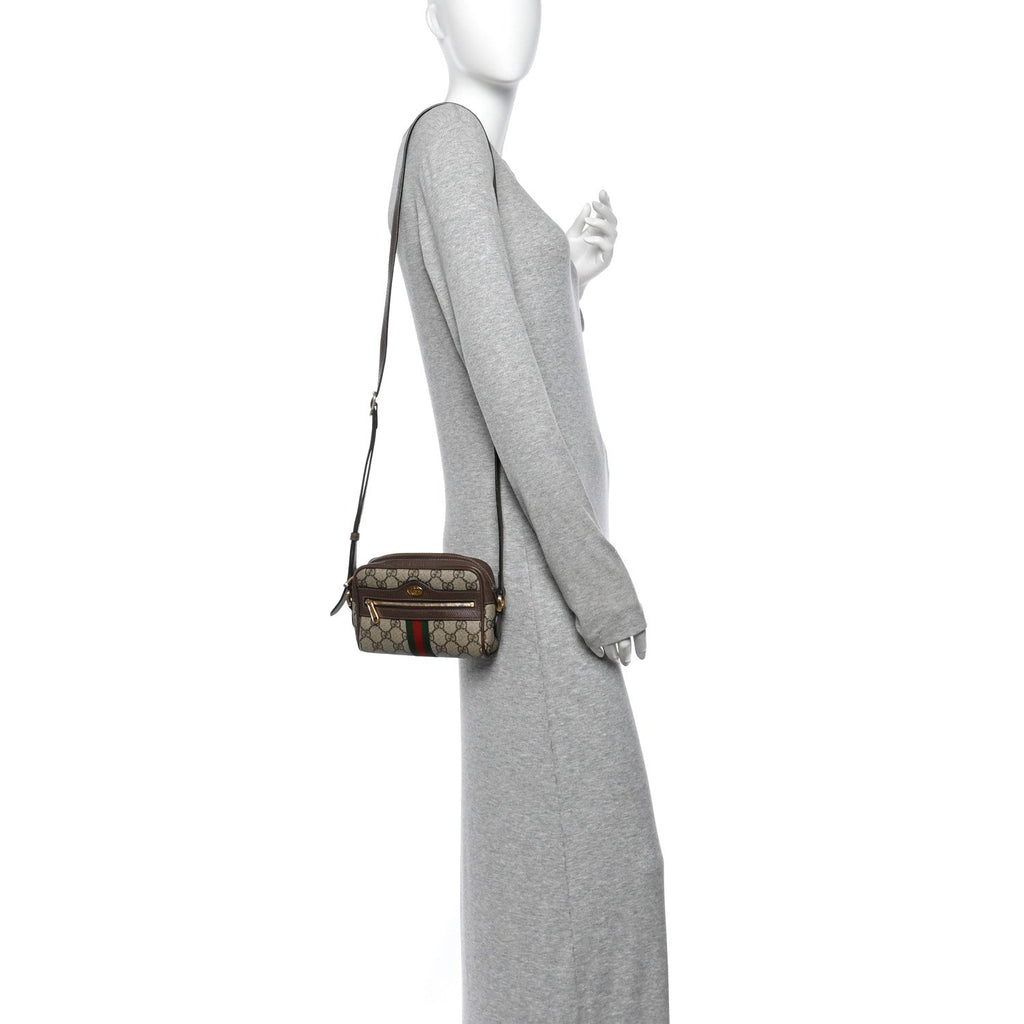GG Supreme Monogram Web Mini Ophidia Shoulder Bag Brown