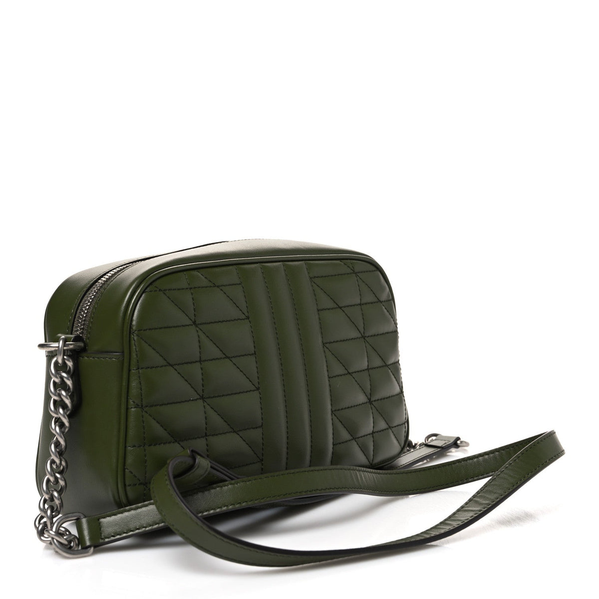 Calfskin Matelasse Aria Small GG Marmont Chain Shoulder Bag Military Wood