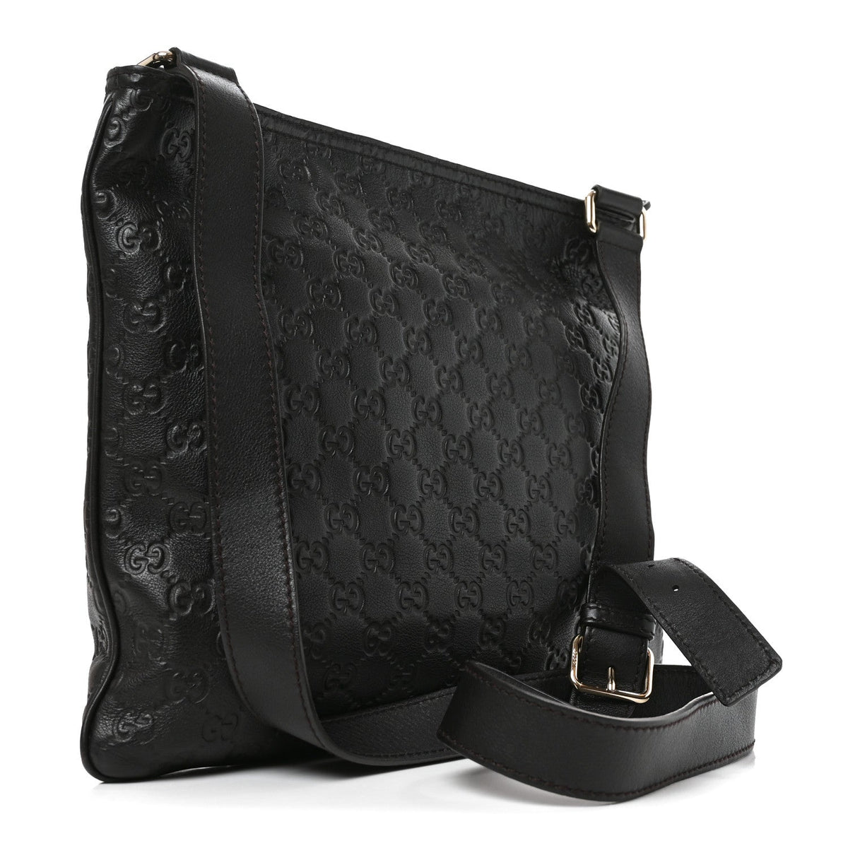 Guccissima Medium Flat Messenger Bag Black
