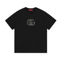 Gucci Collarless GG T-Shirt | Black Cotton Crew Neck