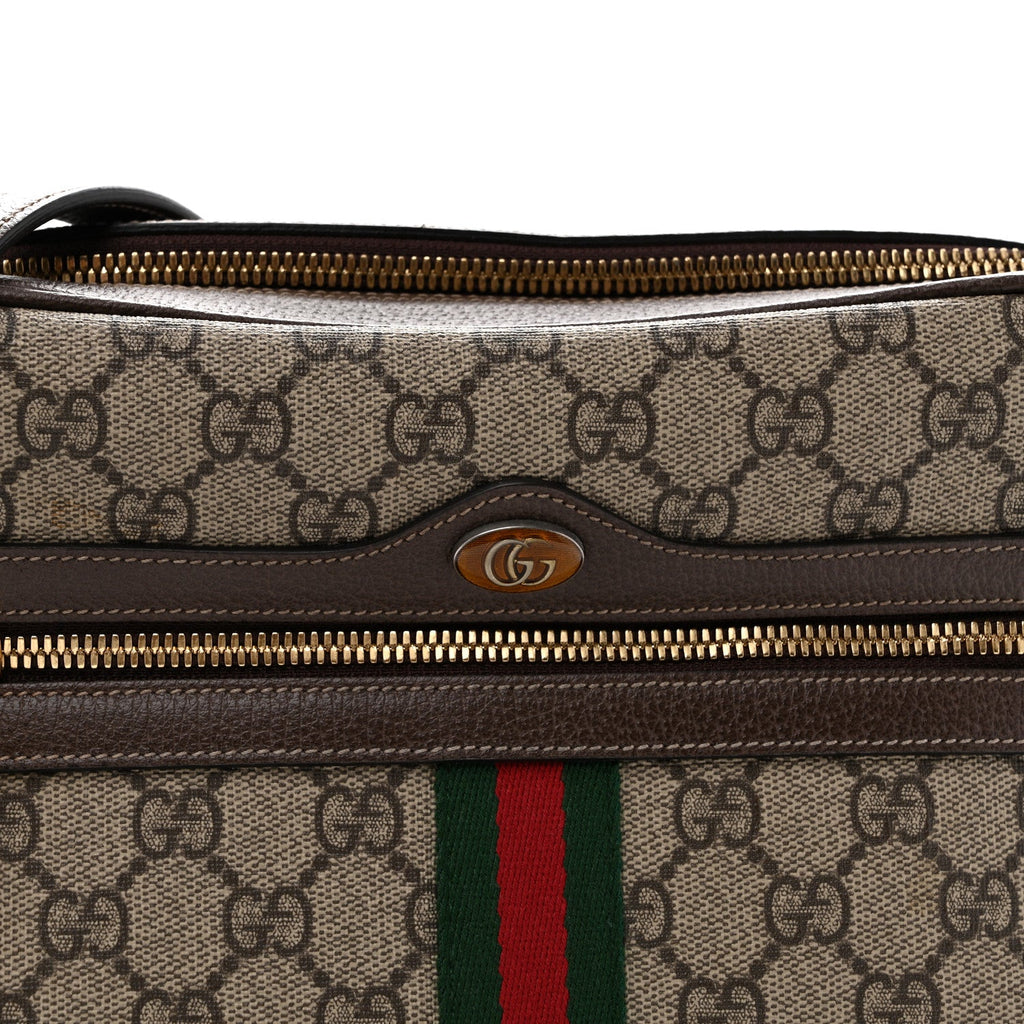 GG Supreme Monogram Web Small Ophidia Shoulder Bag Brown
