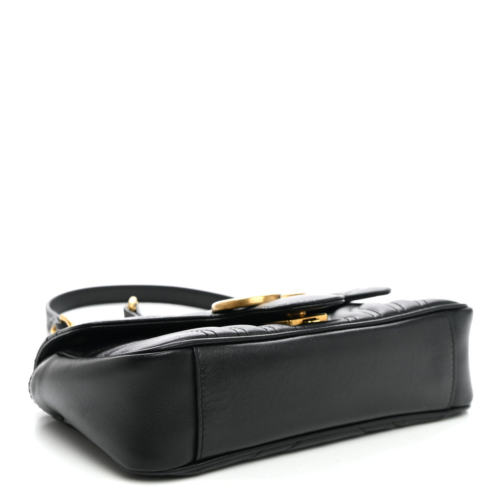 Calfskin Matelasse Mini GG Marmont Shoulder Bag Black