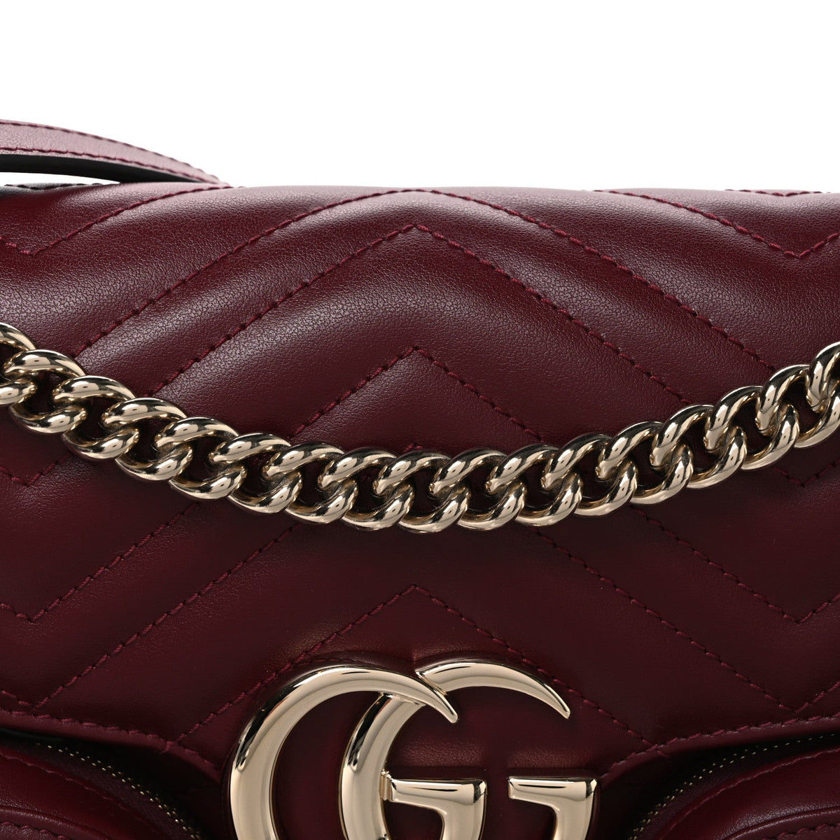 Calfskin Matelasse Small GG Marmont Multi Pocket Shoulder Bag Rosso Ancora