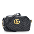 Calfskin Matelasse Small GG Marmont Chain Shoulder Bag Black