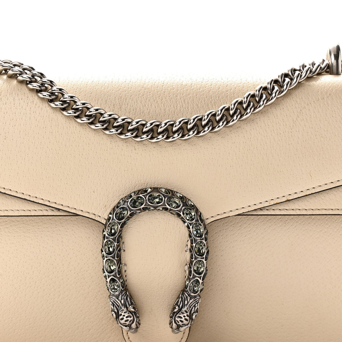 Textured Calfskin Crystal Small Dionysus Shoulder Bag Mystic White