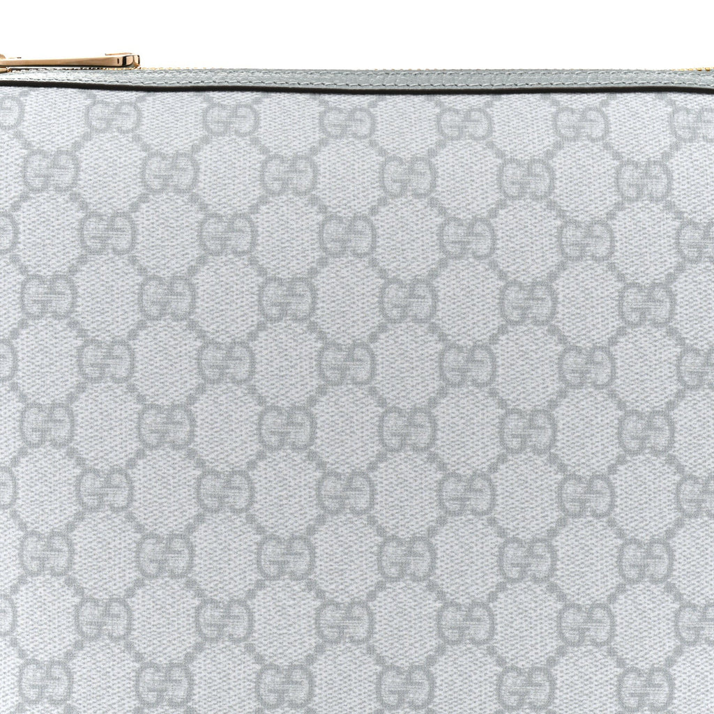 GG Supreme Monogram Textured Calfskin Web Super Mini Ophidia Shoulder Bag Light Blue