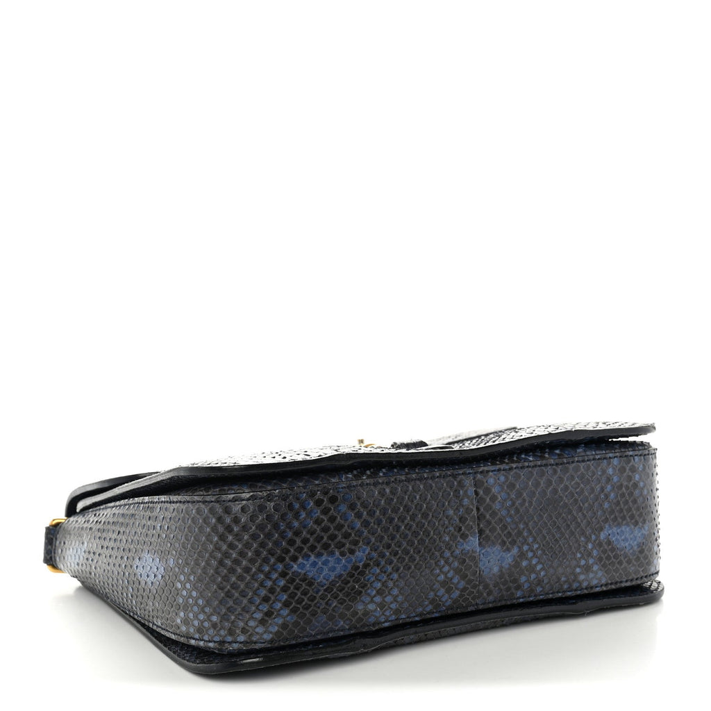 Snakeskin Small Jackie Shoulder Bag Blue