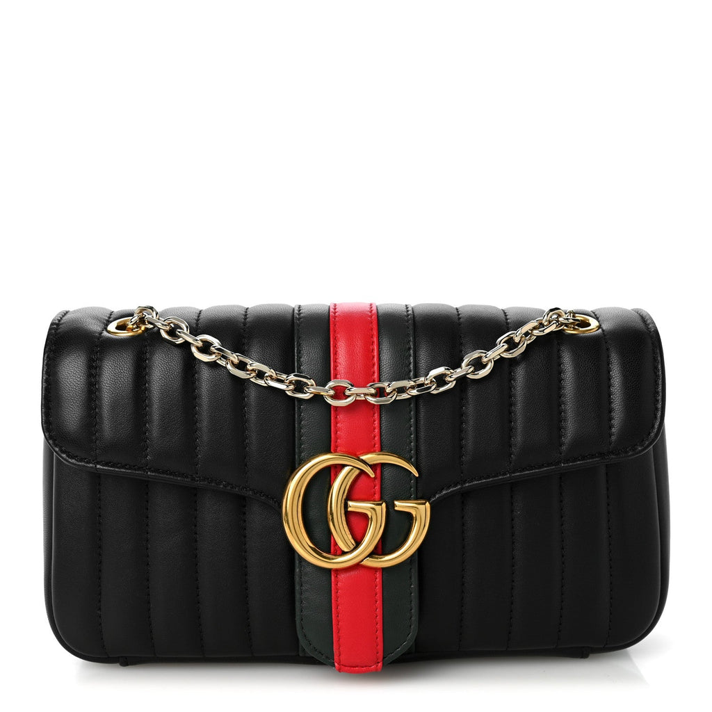 Nappa Vertical Matelasse Medium Jetset GG Marmont Shoulder Bag Black