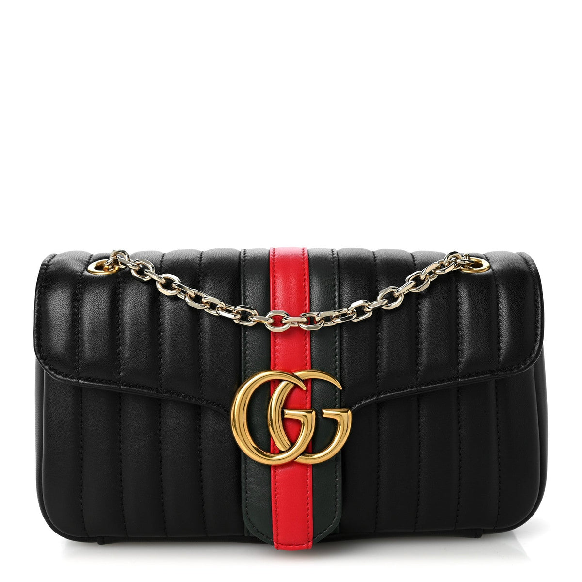 Nappa Vertical Matelasse Medium Jetset GG Marmont Shoulder Bag Black