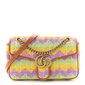 Calfskin Raffia Woven Small GG Marmont Shoulder Bag Multicolor