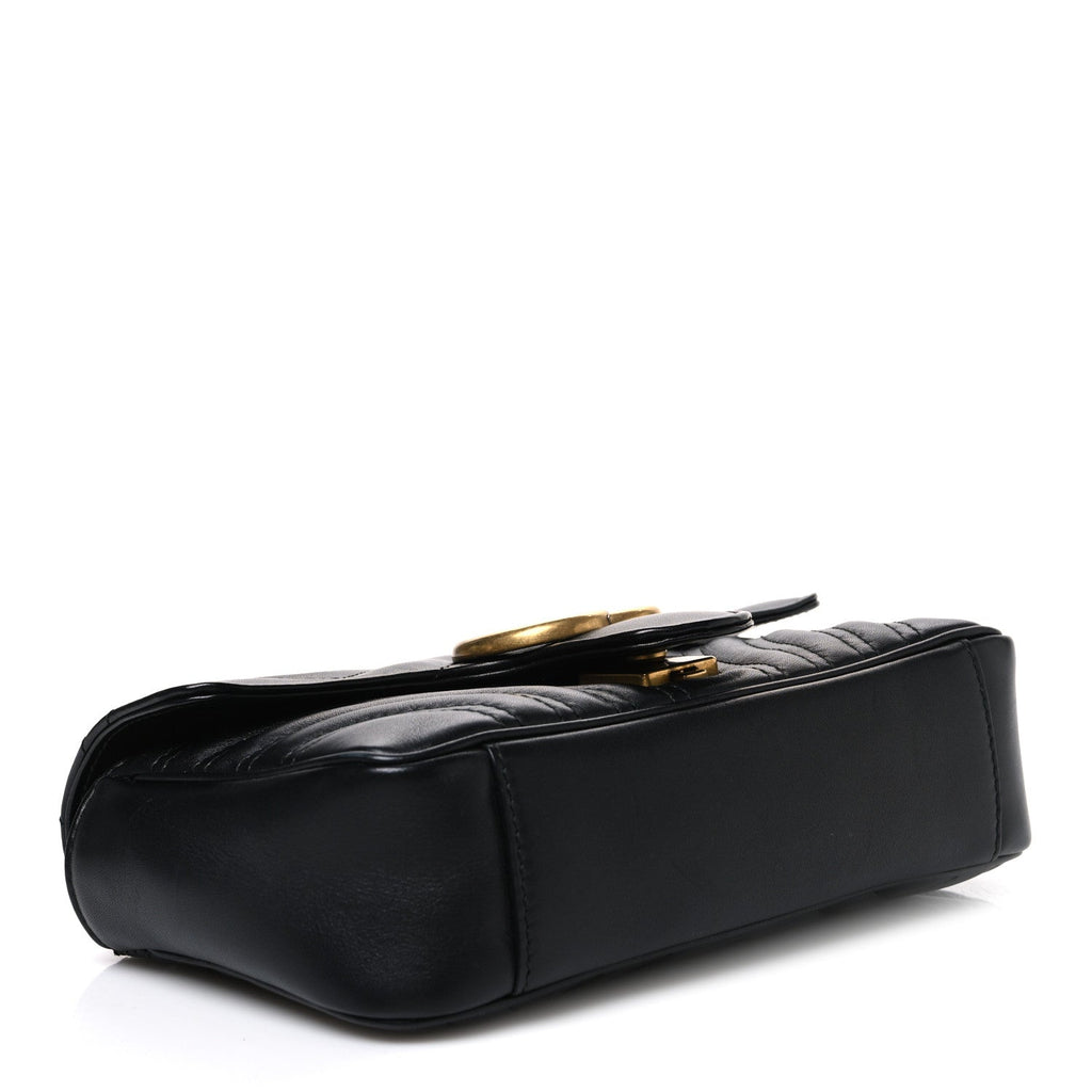 Calfskin Matelasse Mini GG Marmont Shoulder Bag Black