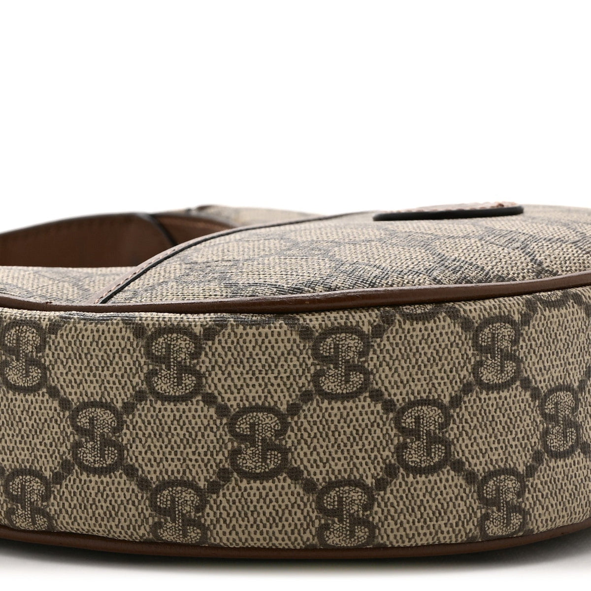 GG Supreme Monogram Azalea Calfskin Mini Retro Interlocking G Half Moon Bag Beige Ebony Brown Sugar