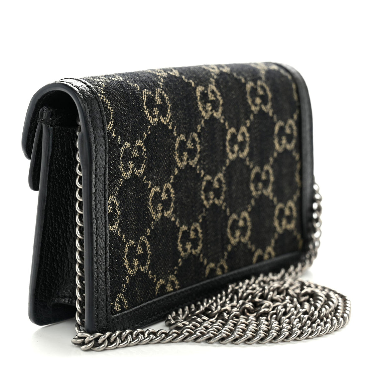 Jacquard Black Denim GG Monogram Super Mini Dionysus Shoulder Bag Black Ivory