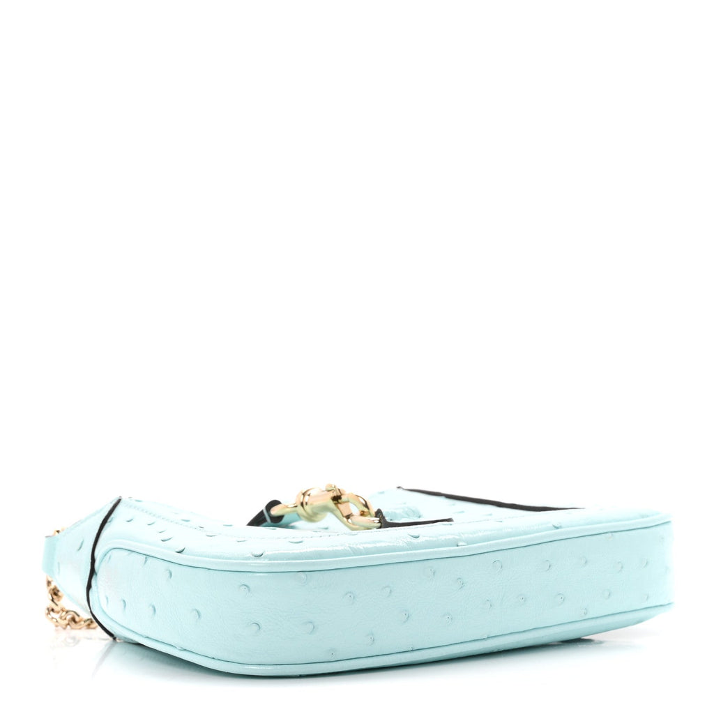 Shiny Ostrich Mini Jackie Notte Blue