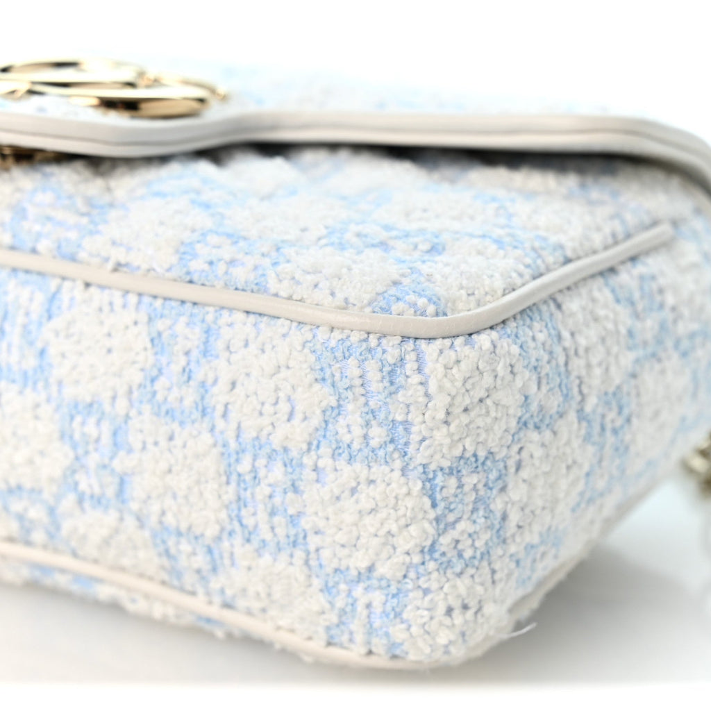Sponge Boucle Matelasse Mini GG Marmont Shoulder Bag White Light Blue Grey