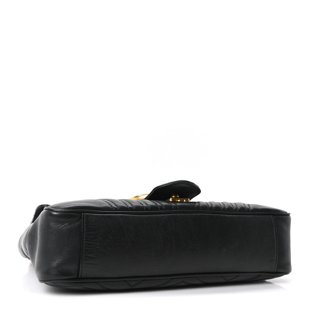 Calfskin Matelasse Medium GG Marmont Shoulder Bag Black