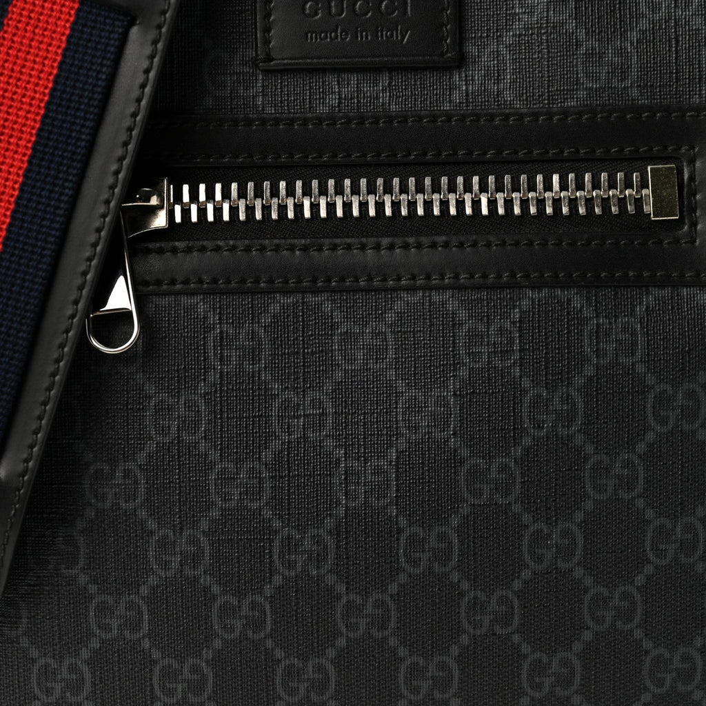 GG Supreme Monogram Web Small Flat Messenger Bag Black Grey