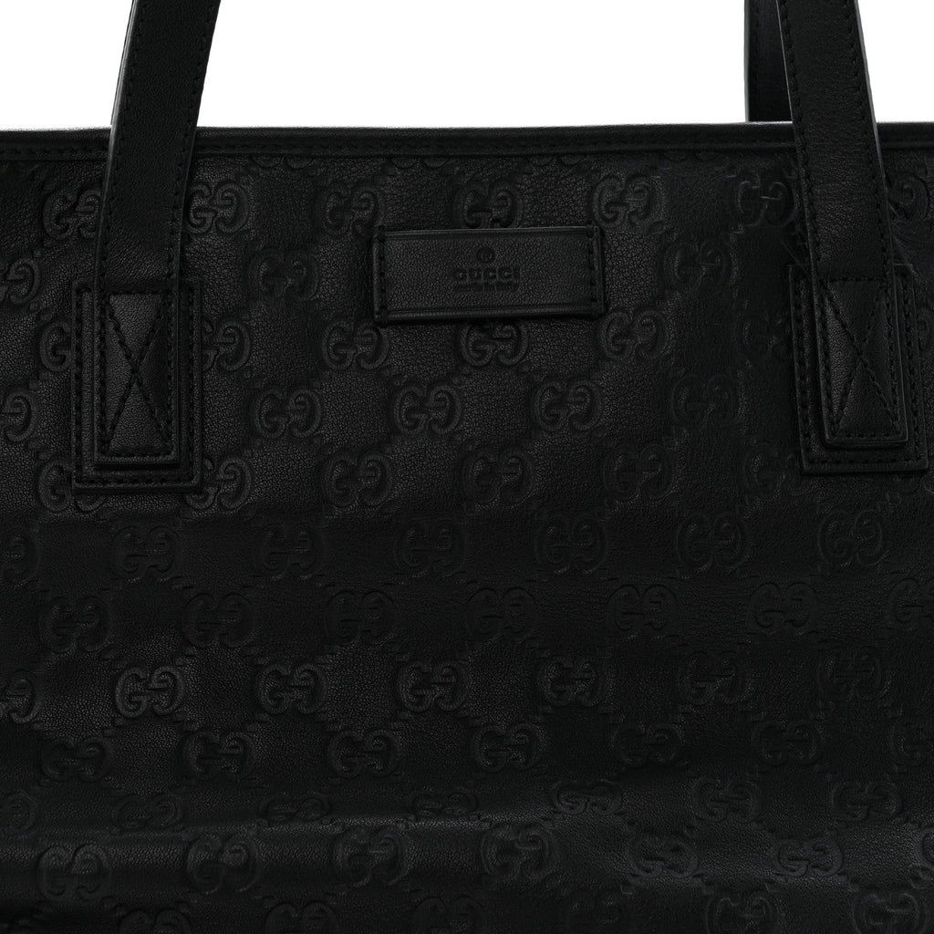 Guccissima Medium Zippered Shopping Tote Black