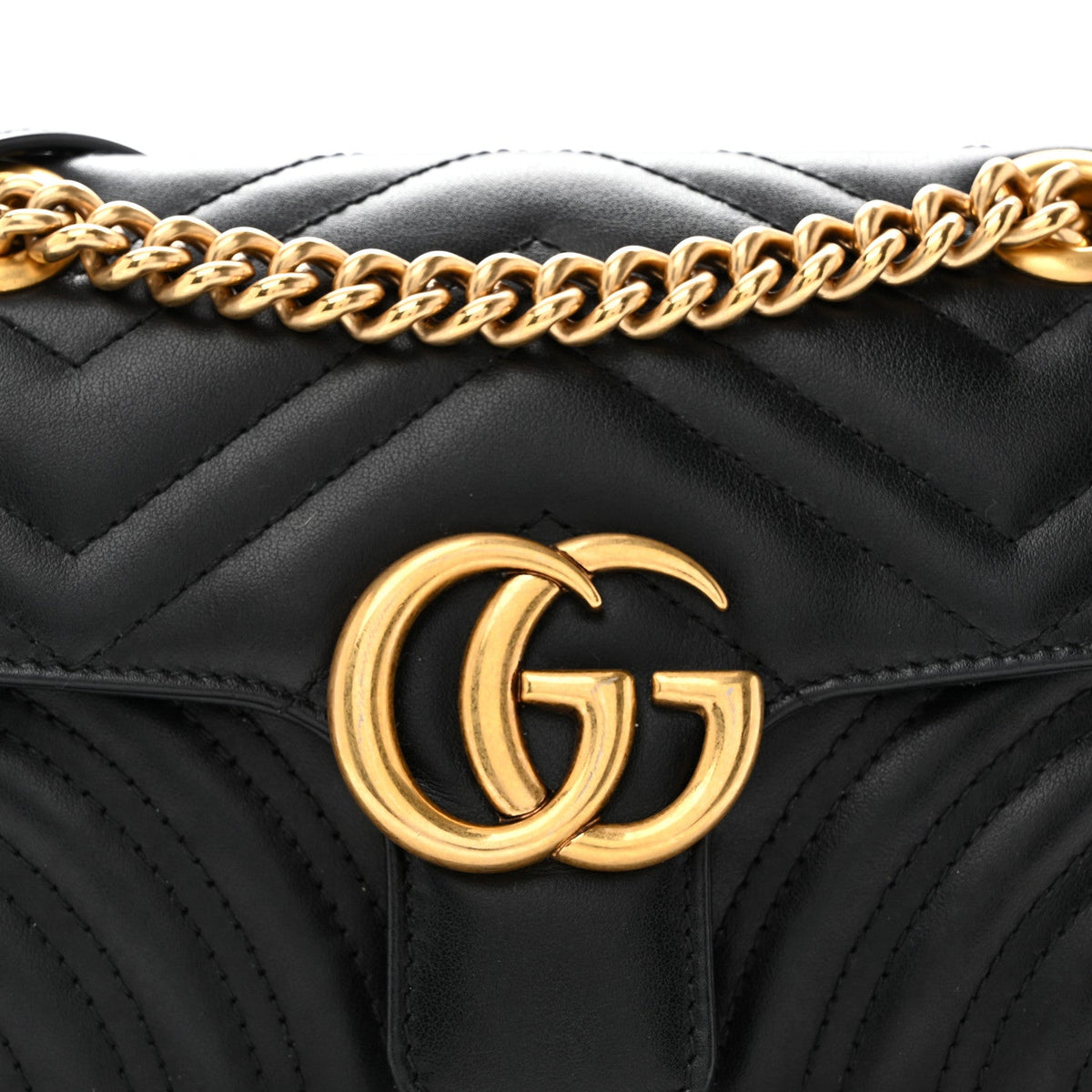 Calfskin Matelasse Mini GG Marmont Shoulder Bag Black