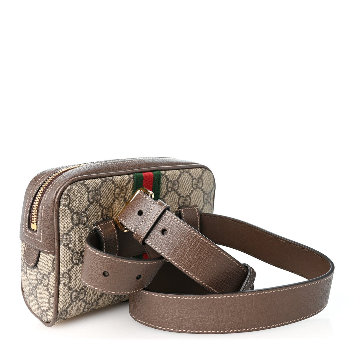 GG Supreme Monogram Web Small Ophidia Belt Bag 85 34 Dark Brown