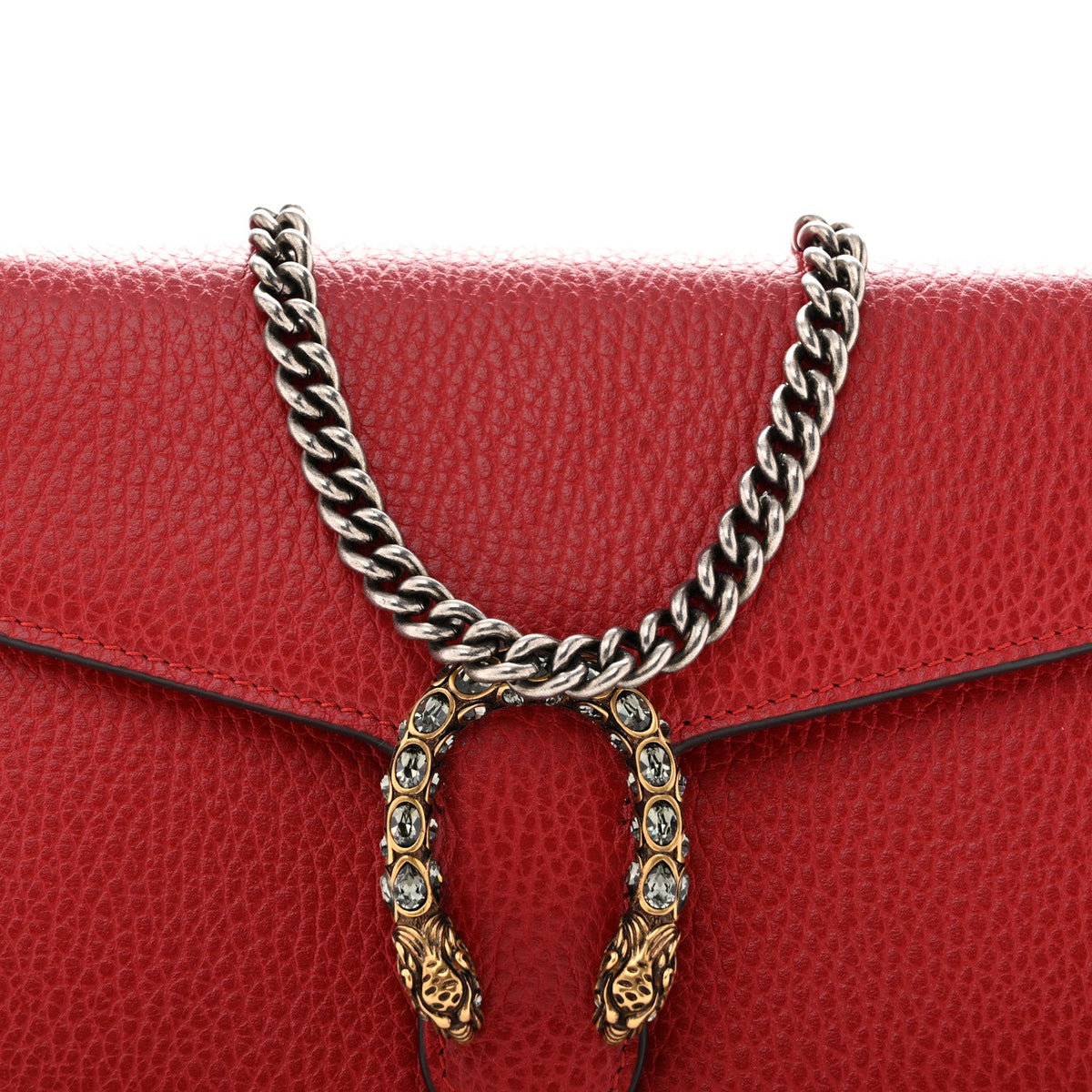 Calfskin Mini Dionysus Chain Wallet Hibiscus Red