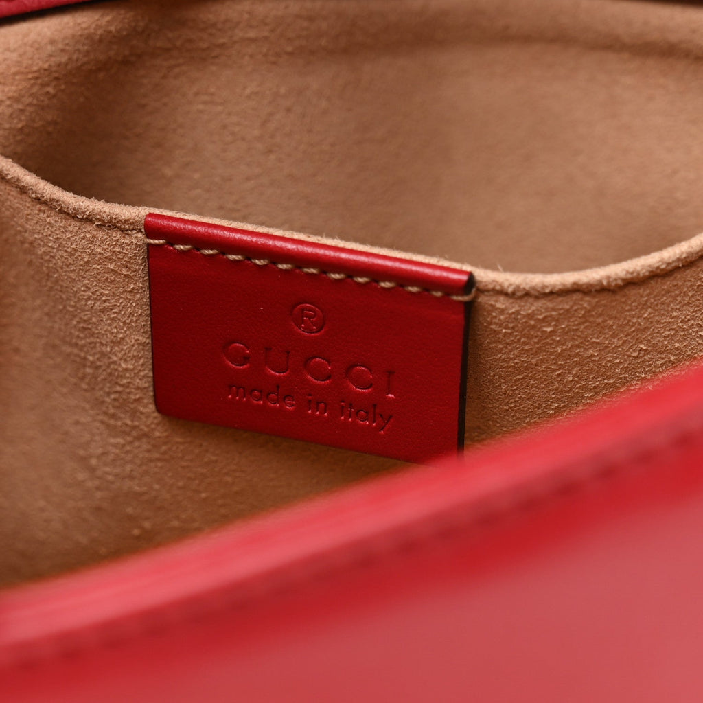 Calfskin Matelasse Mini GG Marmont Shoulder Bag Hibiscus Red