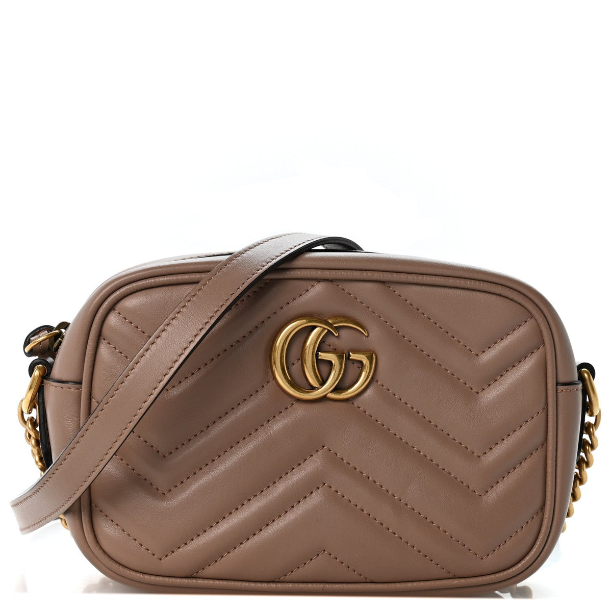 Calfskin Matelasse Mini GG Marmont Chain Shoulder Bag Porcelain Rose