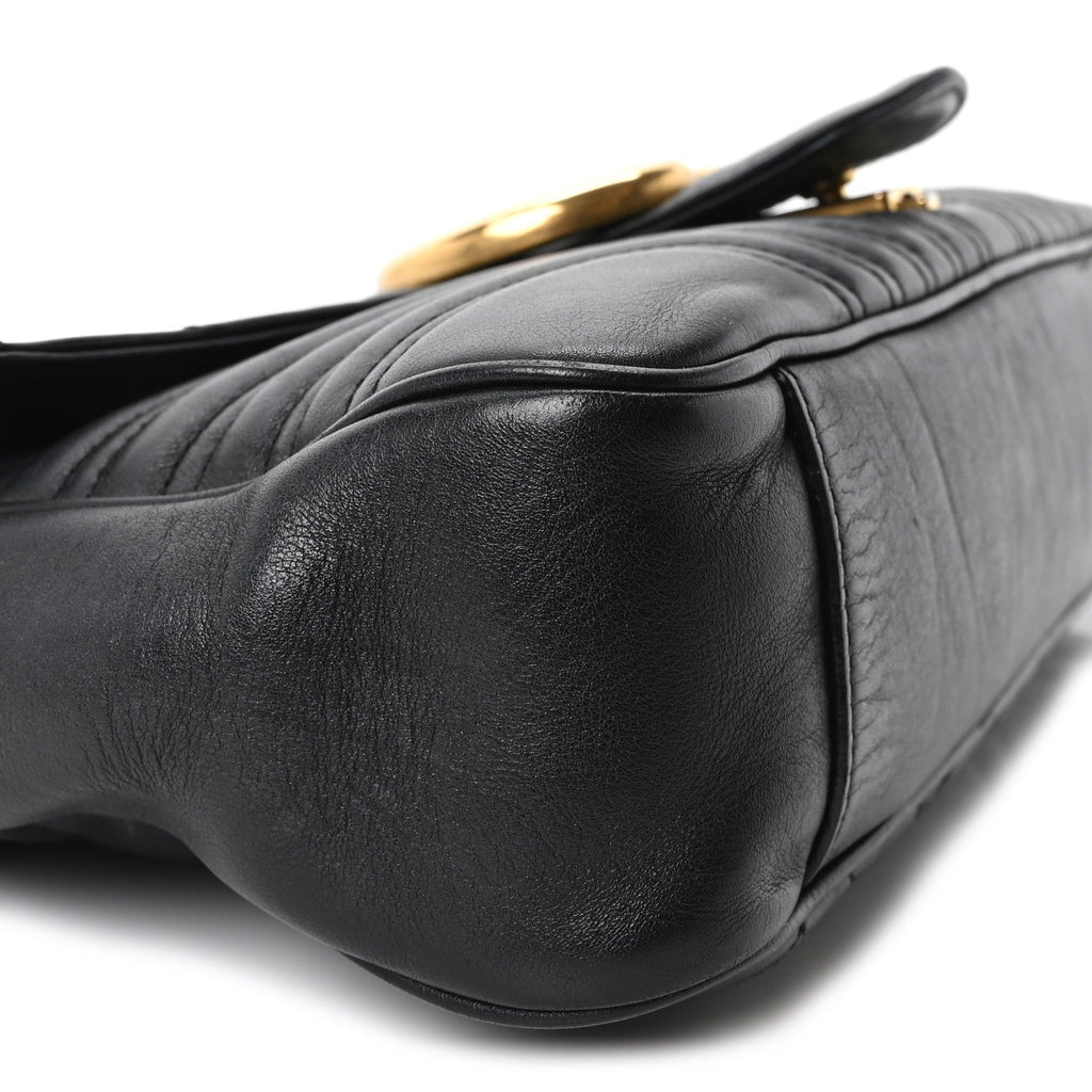 Calfskin Matelasse Medium GG Marmont Shoulder Bag Black