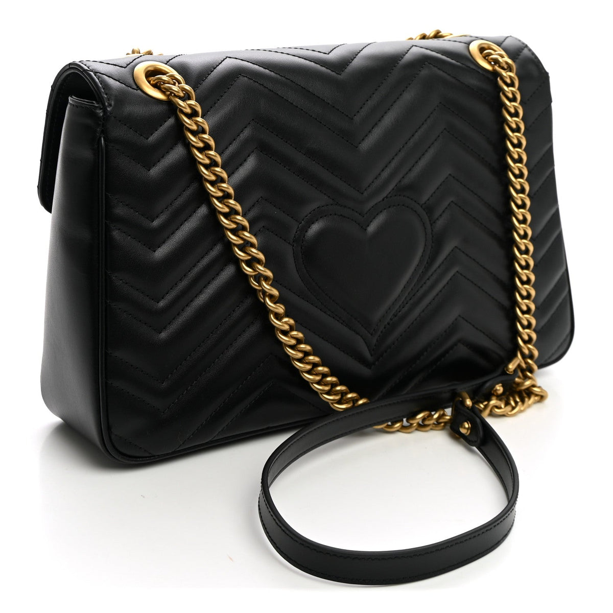 Calfskin Matelasse Medium GG Marmont Shoulder Bag Black