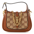 New Canvas Charisma Calfskin Crystal GG Monogram Mini Jackie 1961 Hobo Camel Ebony