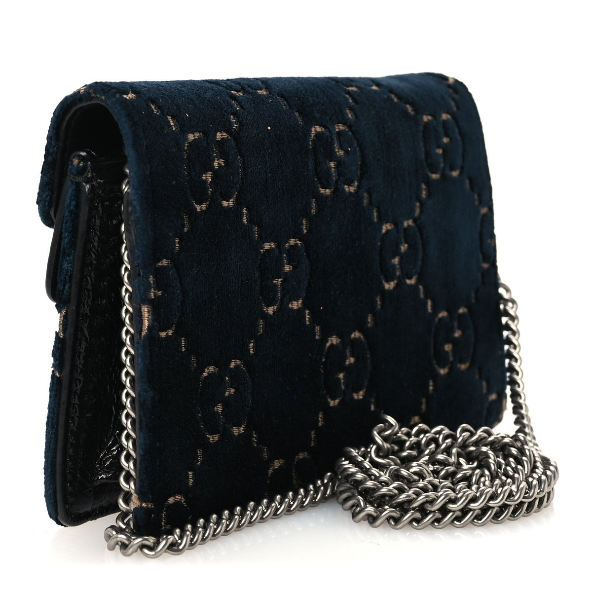 Velvet GG Monogram Super Mini Dionysus Shoulder Bag Blue Beige Black