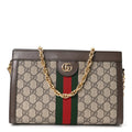 GG Supreme Monogram Web Small Ophidia Chain Shoulder Bag Brown