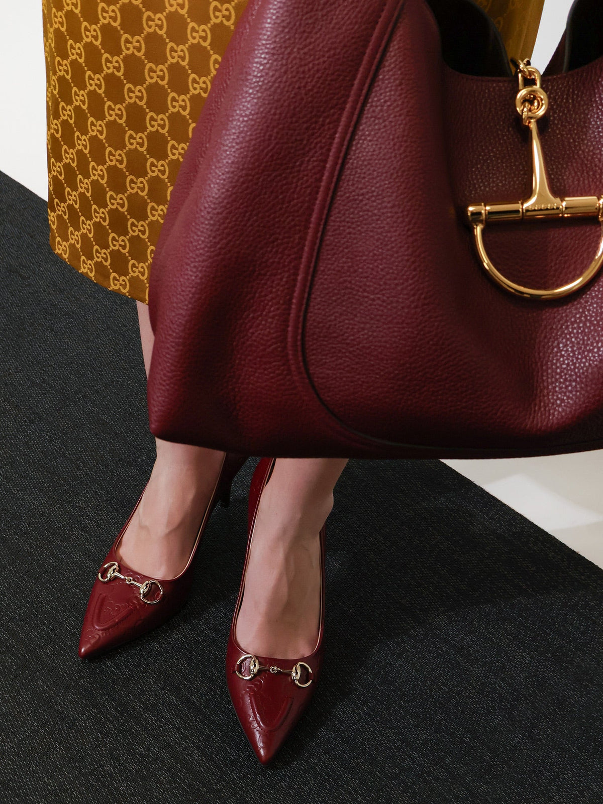 Gucci Rosso Ancora GG Leather Pumps Red Women