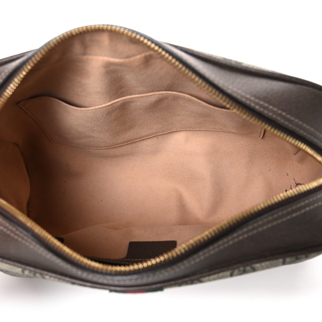 GG Supreme Monogram Web Small Ophidia Shoulder Bag Brown