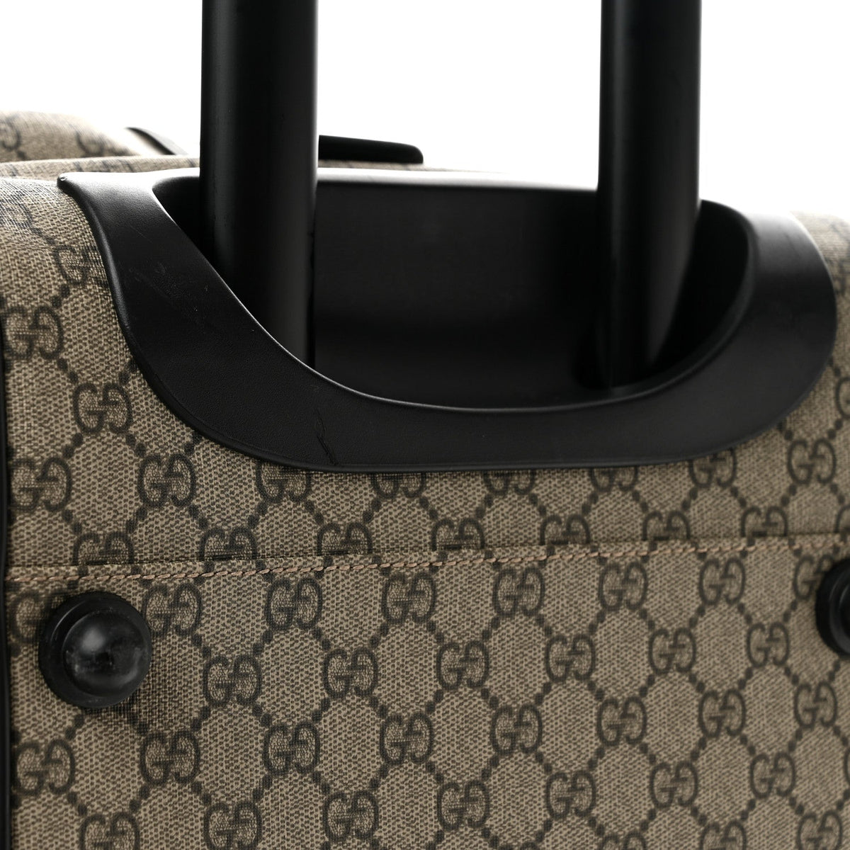 GG Supreme Monogram Selleria Calfskin Carry On Duffle With Wheels Beige Ebony Black