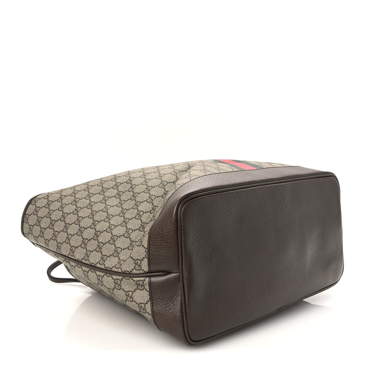 GG Supreme Monogram Textured Dollar Calfskin Web Large Ophidia Tote Beige Ebony New Acero