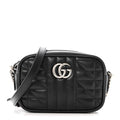Calfskin Matelasse Aria GG Marmont Chain Shoulder Bag Black