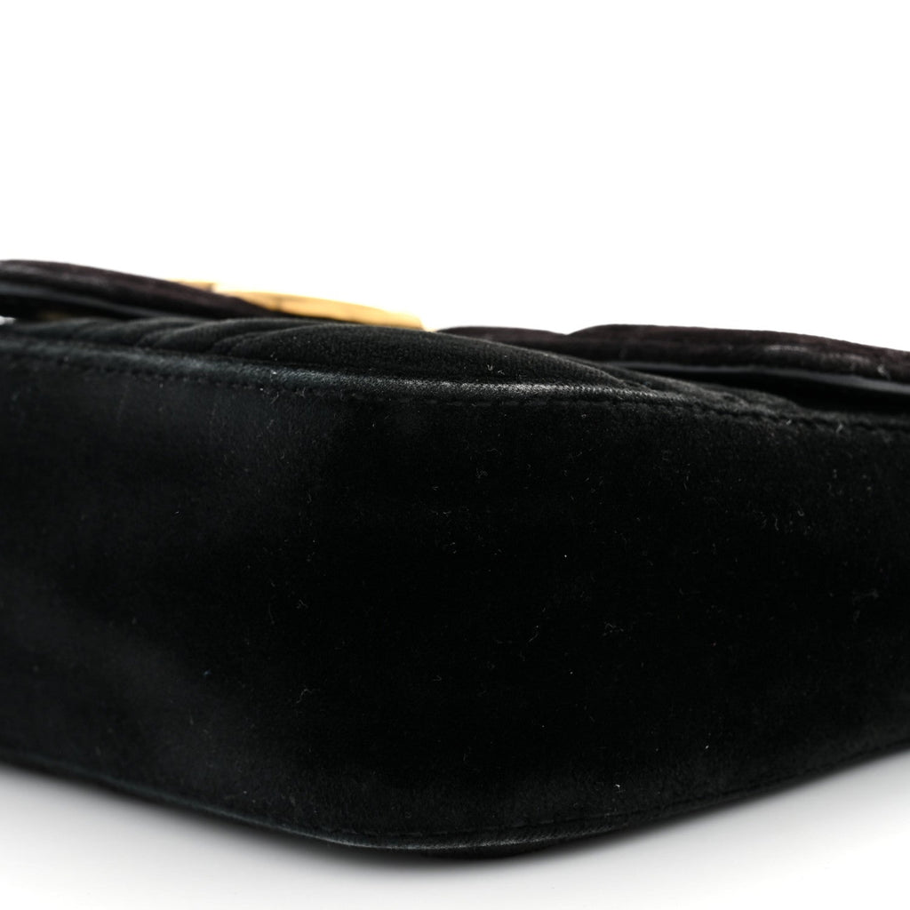 Velvet Matelasse Mini GG Marmont Shoulder Bag Black