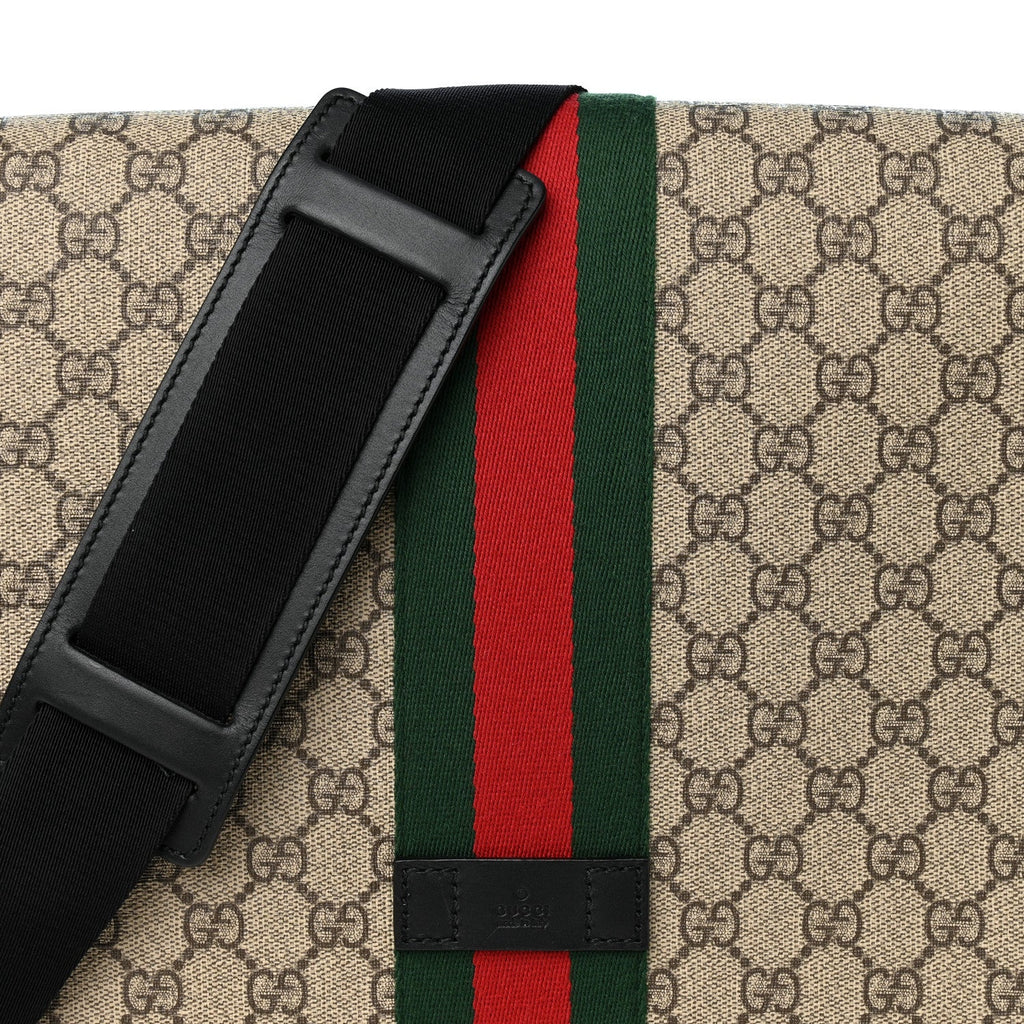 GG Supreme Monogram Web Flap Messenger Bag Black