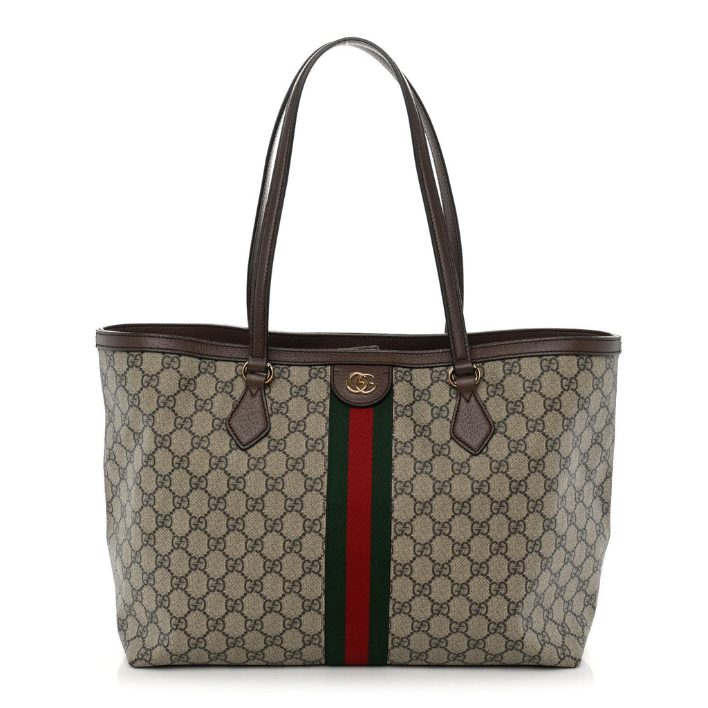 GG Supreme Monogram Medium Ophidia Shopping Tote Brown