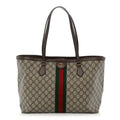 GG Supreme Monogram Medium Ophidia Shopping Tote Brown