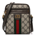 X BALENCIAGA BB Supreme Monogram Web Mini Ophidia Messenger Beige New Acero