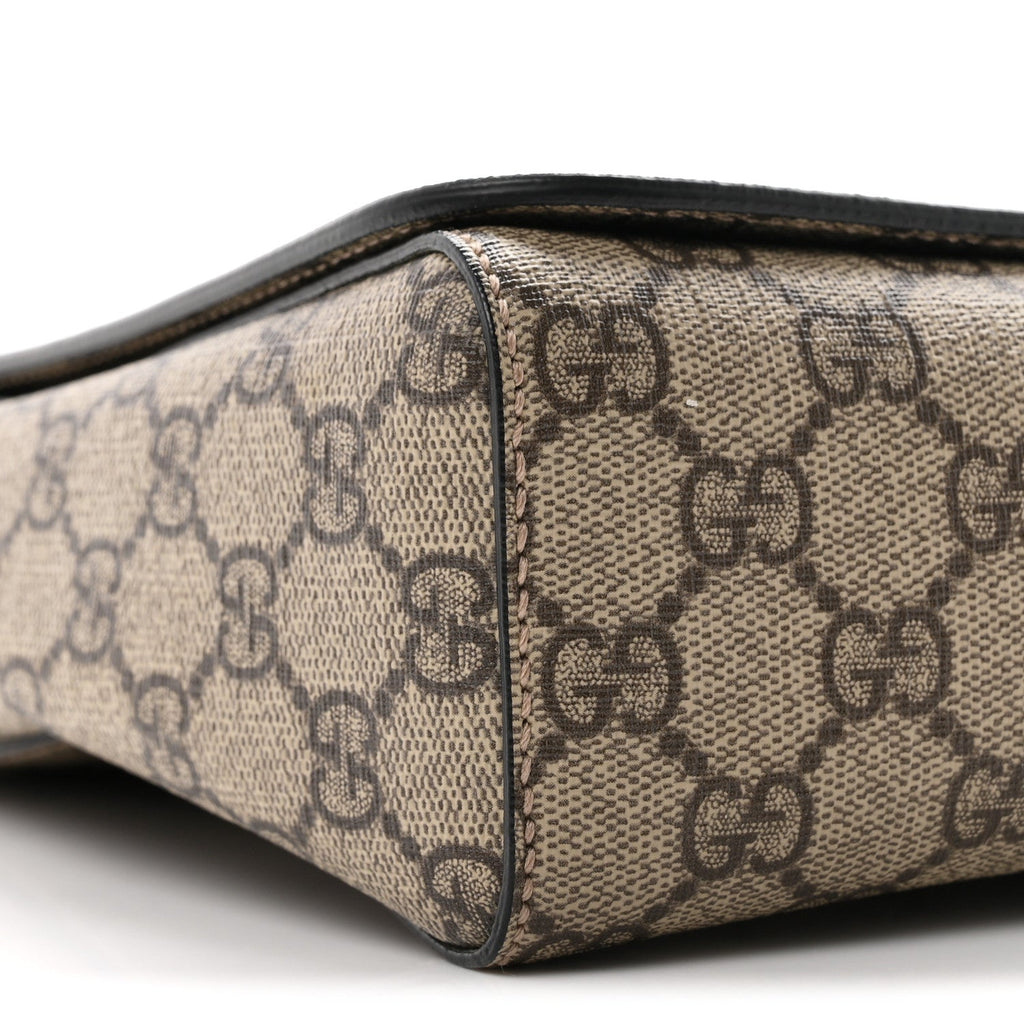 GG Supreme Monogram Web Flap Messenger Bag Black