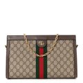 GG Supreme Monogram Web Medium Ophidia Chain Shoulder Bag Brown