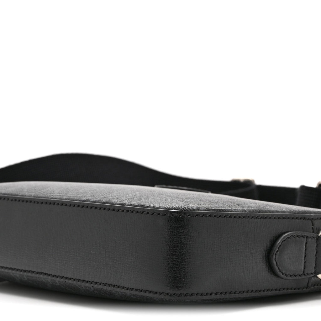 GG Supreme Monogram Azalea Calfskin Retro Interlocking G Wristlet Shoulder Bag Black