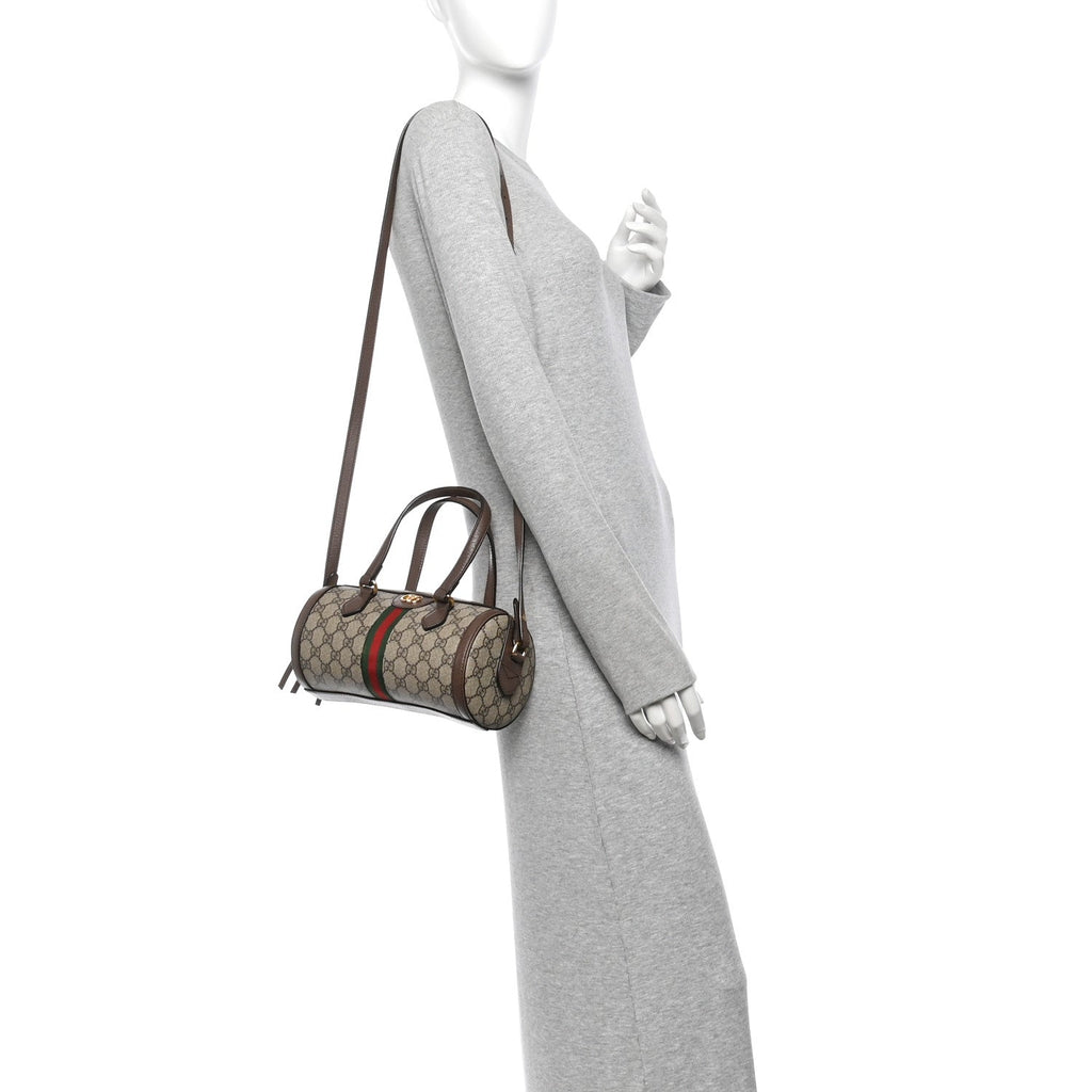 GG Supreme Monogram Web Small Ophidia Boston Bag Beige New Acero